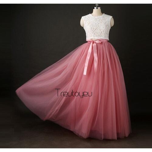 [Best Quality] 7 Layers 110cm Long Tulle Skirts Womens Pleated Skirt Fashion Wedding Bridal Bridesmaid Skirt Faldas Jupe Saias