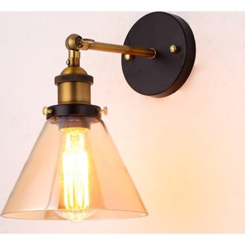 Vintage Loft Industrial Wall Lamps Clear Glass Lampshade Antique Copper Wall Lights 110V 220V For Bedroom
