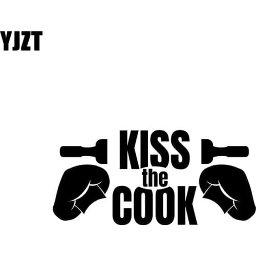 YJZT 12.7CM*5.9CM Vinyl Decal Kiss The Cook Car Sticker Fun Decor Black/Silver C3-0197