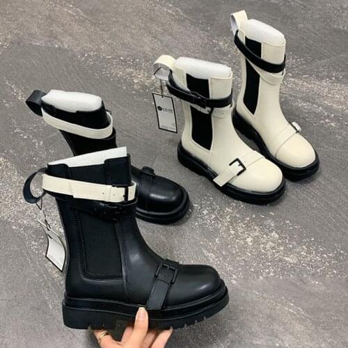 Fashion Women Flats Ankle Short Boots Ladies 2021 Spring Autumn Round Toe Cross Tied Shoes Ladies Korean Style Martin Boots