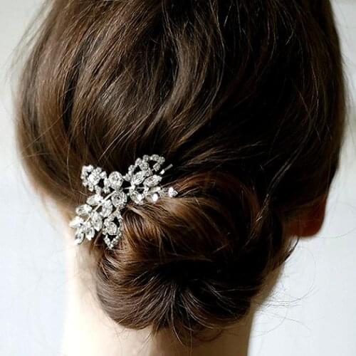 Stonefans Luxury Rhinestone Leaf Hairpin for Women Bride Wedding Crystal Hair Jewelry Flowers Accessories Present