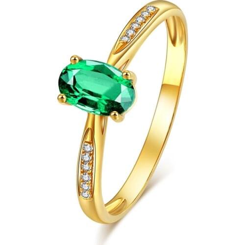 925 Silver Jewelry Ring For Women Elegant Style Square Green Emerald Light Yellow Gold Color Fashion Jewelry Gift For Girls