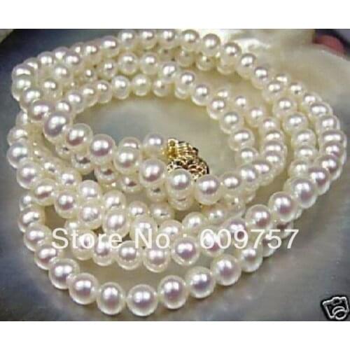 Use Natural Pearl NECKLACES 7-8m White Akoya Cultured Freshwater Pearl Necklace long 48-50CM women gift -jewelry