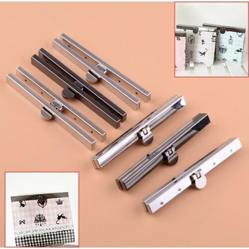 2 Set Purse Wallet Frame Bar Edge Strip Clasp 11.5cm Metal Openable Edge Replacement Stainless Steel / Black / Chrome Color