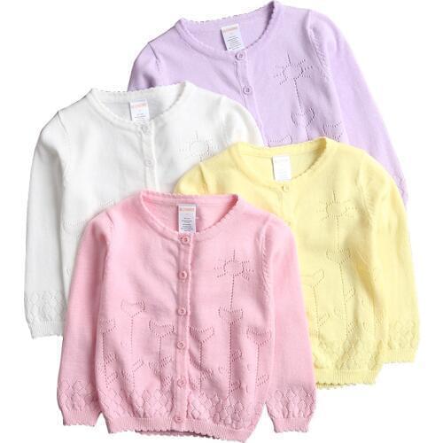 2018 Baby Girls Cardigan Coat Children Sweater Pullover Spring/Autumn Long-Sleeve Hollow Knit School Girl Sweater 12M-9Y DQ455