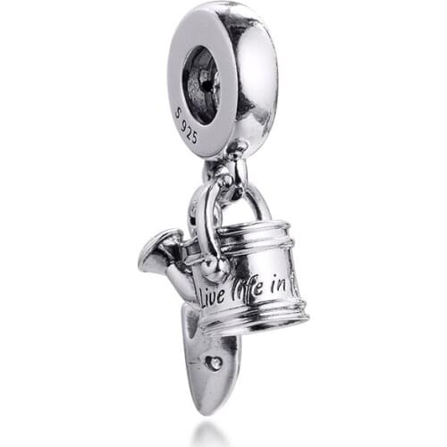 2021 Watering Can & Trowel Dangle Charms Fits Snake Chain Bracelets Sterling Silver Beads For Jewelry Making Charms 925 Silver