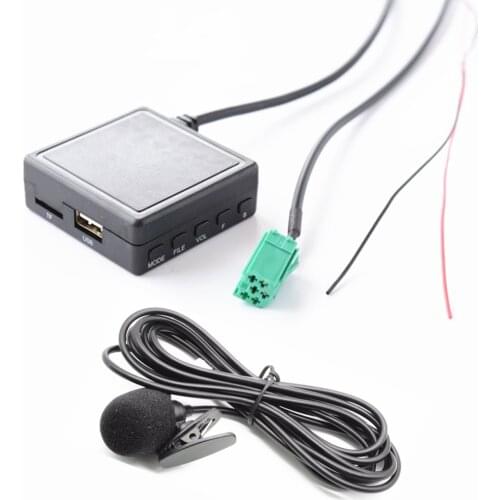 3.5 MM AUX TF USB Flash Drive Microphone Media Bluetooth for Mini Input ISO 6Pin Renault Stereo Updatelist AUX Cable Adapter