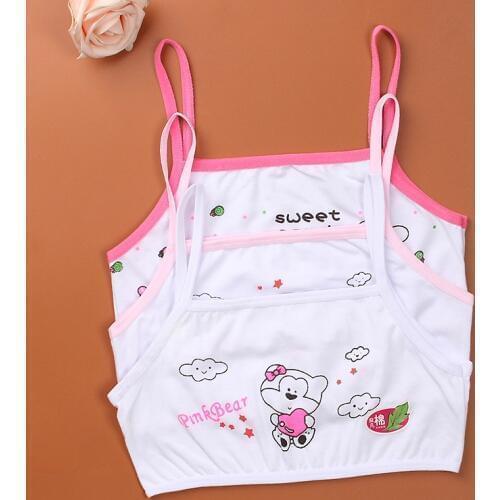 3PCS/LOTcotton young girls training bra 8-13 years old children bras Condole belt vest kids bra camisole for child