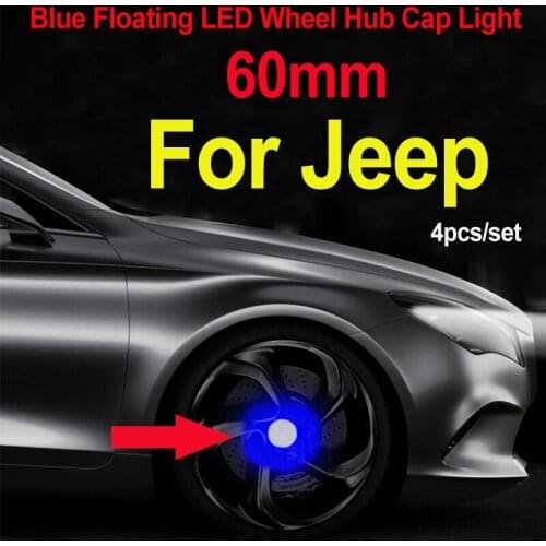 4pcs 60mm Car Accessory Car Wheel Rim Center Caps Covers Led Light Floating Illumination for Cherokee Liberty Rubicon Wrangler