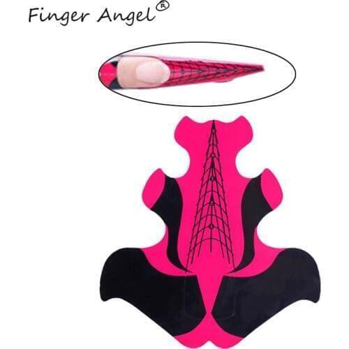 Finger Angel 50/100/500PCS Nail Forms Tips Nail Art DIY Tool Butterfly Curve Plastic Nails Gel UV Extension French Manicure Form