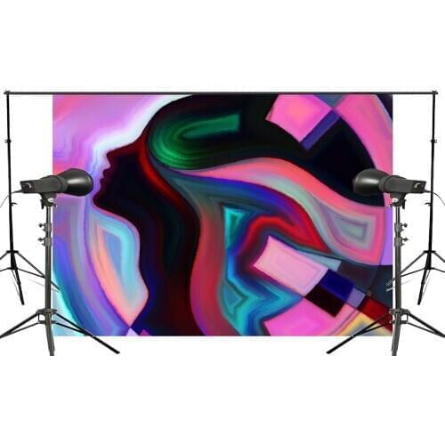 7x5ft Exquisite Abstract Painting Pink Photography Background Long Hair Elegant Girl Backdrop Art Photo Studio Backdrop
