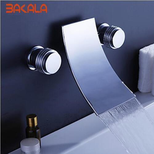 Freeshipping BAKALA Luxury modern banheiro Brass Chromed 3 holes faucet waterfall faucet LT-303-2