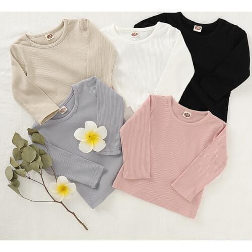 Spring Toddler Blouse Baby Girl Pure Tees Cotton Soft Long Sleeve Boy T-Shirt Basic Bottoming Girls Blouse Infant Kids Clothes