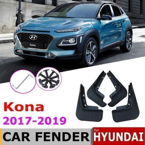Car Mudflaps For Hyundai Kona Kauai 2019 2018 2017 4 PCS Front Rear Fender Mud Guard Flap Splash Flaps Mudguards Accessories
