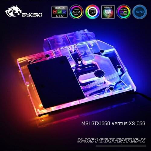 Bykski N-MS1660VENTUS-X, Full Cover Graphics Card Water Cooling Block, For MSI GTX1660 Ventus XS C6G