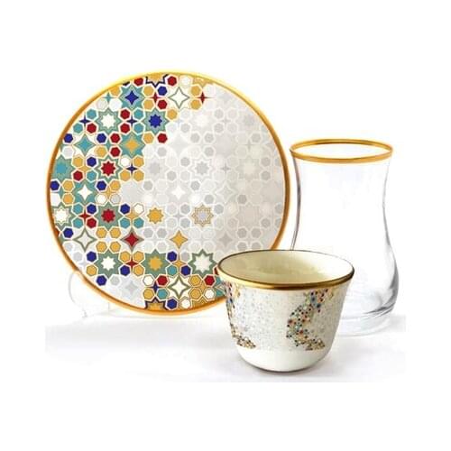 Drop Efe Tea & Arabian Coffee Cup Set 18 Pieces Mimosa