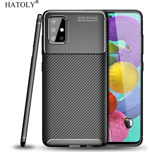 For Samsung Galaxy A51 Case Cover Soft Silicone TPU Bumper Carbon Fiber Back Cover For Samsung A51 Phone Case For Samsung A51
