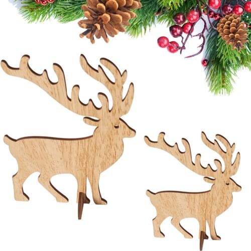 Wooden Craft Christmas Home Table 3D Elk Tree Ornament Decor Childrens Toy Gift New Year Party Decor Home Table Decoration