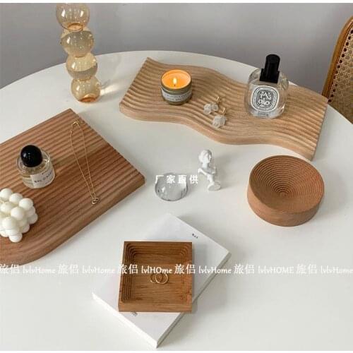 Nordic style Beech Wooden Chopping Block Bread Dessert Tray Non-slip Cutting Board Storage Organizer Kitchen Tool For Cakes