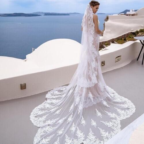 Custom Made Designer Wedding Veils 2020 New 3/4/5 Meters Long Bridal Veil with Comb Hot Wedding Accessories