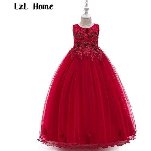 LzL Home Flower girl dress for wedding three-dimensional decals beaded children dress ankle length pettiskirt girl birthday