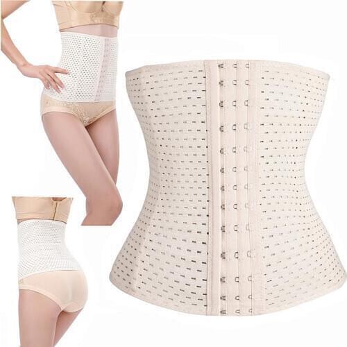 Breathable Postnatal Tummy Control Shaper Women Underbust Bustier Fish Boned Stretch Gorset 3 Hooks Eyes Korse Air Hole Corselet