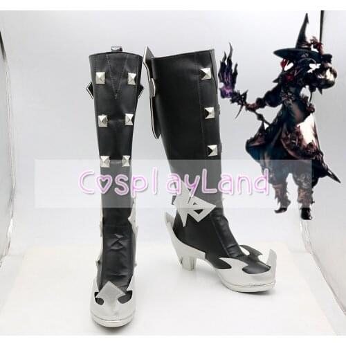 Final Fantasy XIV Black Mage Cosplay Shoes Boots for Adult Men Shoes Costume Accessories Custom Made Halloween Party Shoes