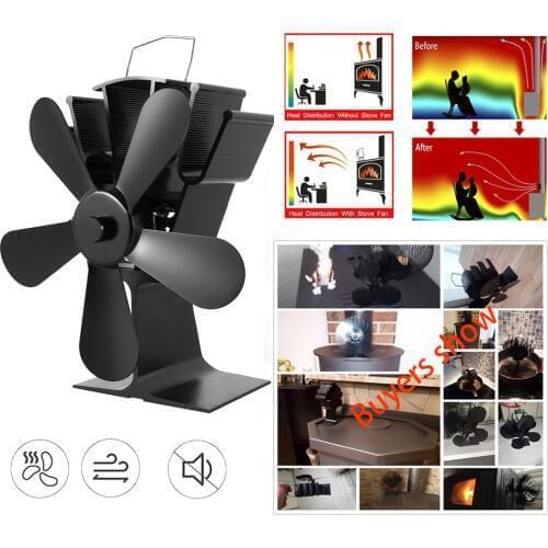 Silent 4 Blades Fireplace Fan Thermal Power Fan Wood Log Burner Ecofan Home Efficient Heat Distribution Stove decorate tool