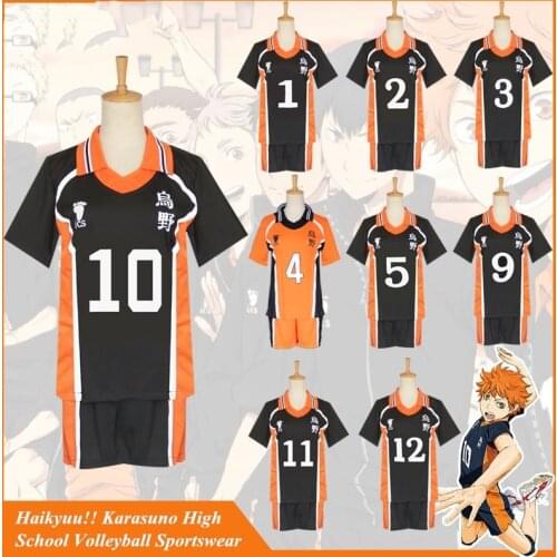 Haikyuu!! Cosplay Costume Karasuno High School Volleyball Uniform Hinata Shoyo Sport Suit Sportswear Jerseys T shirt Shorts Set