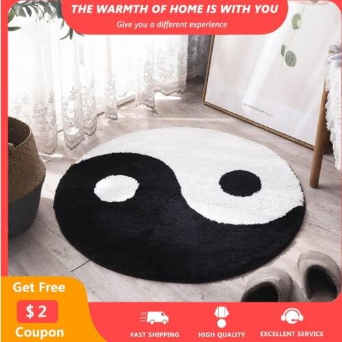 Tai Chi Printed Bedroom Mats Non-slip Washable Palor Entrance Area Rugs Water Absorption Soft Doormat Drop Sipping Round tapis