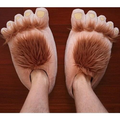 Furry Warm Slippers Big Hairy Unisex Savage Hobbit Feet Plush Home Slippers Halloween Shoes MC889