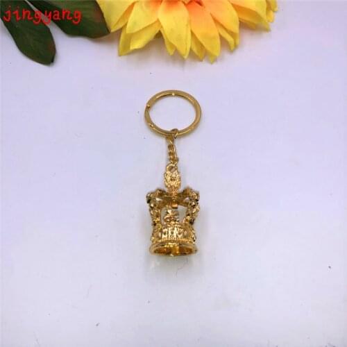 2018 JINGYANG Fashion Crown Keychain Pendant Bag Charm Metal Keychain DIY Buckle Keychain Gold Crow league of legendsn key bibl