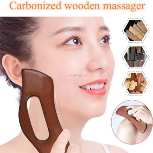 New Carbonized Wooden Guasha Massage Scraper Pressure Therapy Acupoint Massager Facial Body Health Care Handle Massage Tool