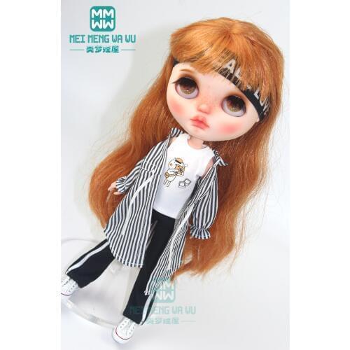 1pcs Blyth Doll Clothes Striped shirt, vest, sweatpants for Blyth Azone OB24 OB23 1/6 doll accessories