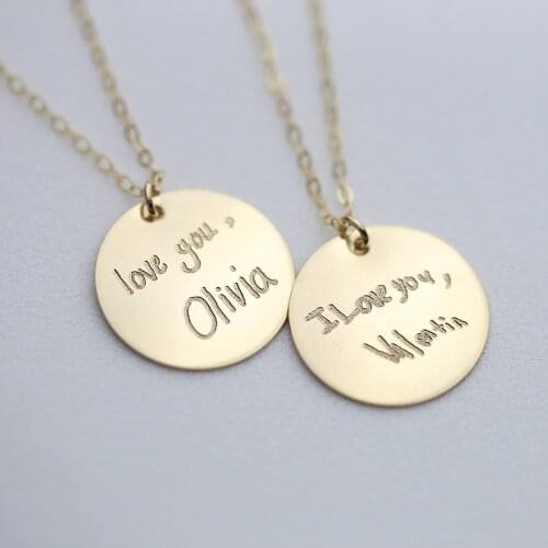 Handwriting Necklace Handmade Initial Letter Necklace Coins Choker Gold Filled Pendants Collier Femme Jewelry Boho Necklace