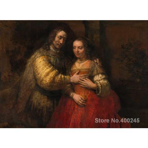 Portrait Art paintings The Jewish Bride by Rembrandt van Rijn High quality Hand painted