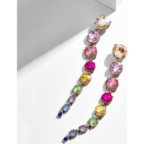 PPG&PGG Brand 2019 New Long Rhinestone Tassel Dangle Earrings for Women Fashion Colorful Crystal Drop Earing Women Jewelry Gifts