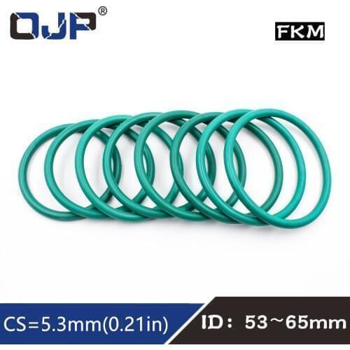 1PCS/lot Rubber Ring Green FKM O ring Seals 5.3mm Thickness ID53/54.5/56/58/60/61.5/63/65mm Rubber Seal Gasket Fuel Sealing