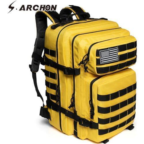S.ARCHON 50L Tactical Military Backpack For Man/Woman Waterproof Backpack Fitness Bag Casual Fashion Large Capacity Rucksack Men