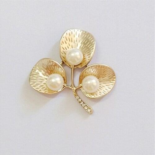 10 PCS 4cm*4.1cm Metal Alloy KC Gold Imitation Pearl Leaf Earrings Hair Accessories For Jewelry Making