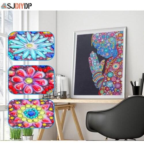 SJDIYDP Handmade Canvas Diamond Craft Painting Special Shaped Buddha Worship Faith Religious Diamond Embroidery Kit Mosaic Art
