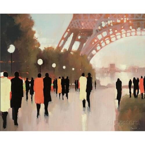 Modern art cityscape painting Paris Remembered oil on canvas home decor handmade High quality