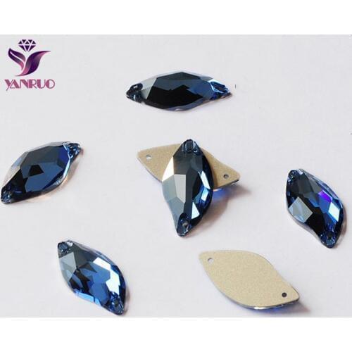 YANRUO Sapphire 3254 Leaf Flat back Rhinestones Crystal Sew on Stones Glass Crystals Sewing Rhinestones For Clothes