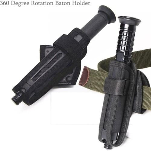 Tactical Nylon Front Draw Baton Holder with 360 Degree Survival Clip-On Plain Nylon Holster Duty Belt Carry Case