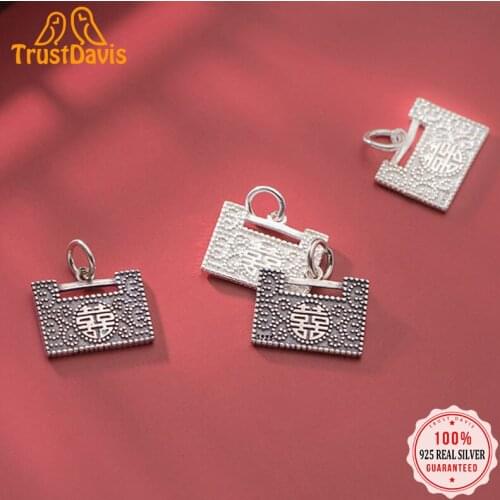 Trustdavis Real 925 Sterling Silver Fashion Sweet Longevity Lock Charm Pendant Handmade DIY Accessories Jewelry Wholesale DZ291