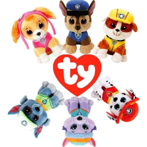 Ty Beanie Big Eyes Rocky Marshall Skye Zuma Rubble Chase Soft Plush Toys Big Eyes Dog Doll Child Christmas Birthday Gift 15CM