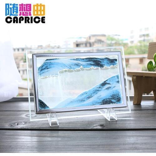 Home Furnishing decoration creative flow landscape glass quicksand drawing birthday gift office living 3D hourglass ornaments