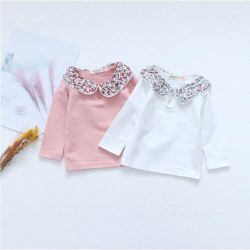 Baby Girls Spring Autumn Infant Baby Fashion T-shirt Toddler Top Children High Quality Blouse Tees Lovely Pink White Clothes