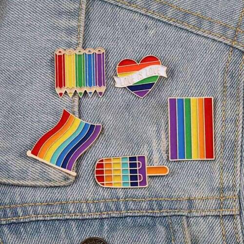 High Quality Pride Rainbow Flags Brooch Intersex Enamel Pins Cute Heart Gay Brooches Badge Denim Jackets Jewelry for Kids Women
