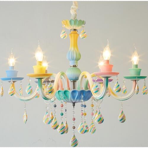 Candy Color Crystal Chandelier Model House Children Room Chandelier Clothing Shop Club Cafe Decorative Crystal Chandelier Lights